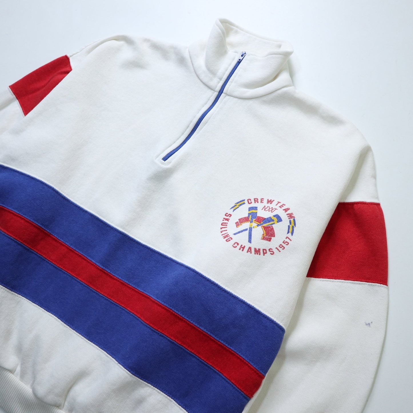 90s Crew Team 划船隊拼色半拉鍊運動衛衣 - 富士鳥古著