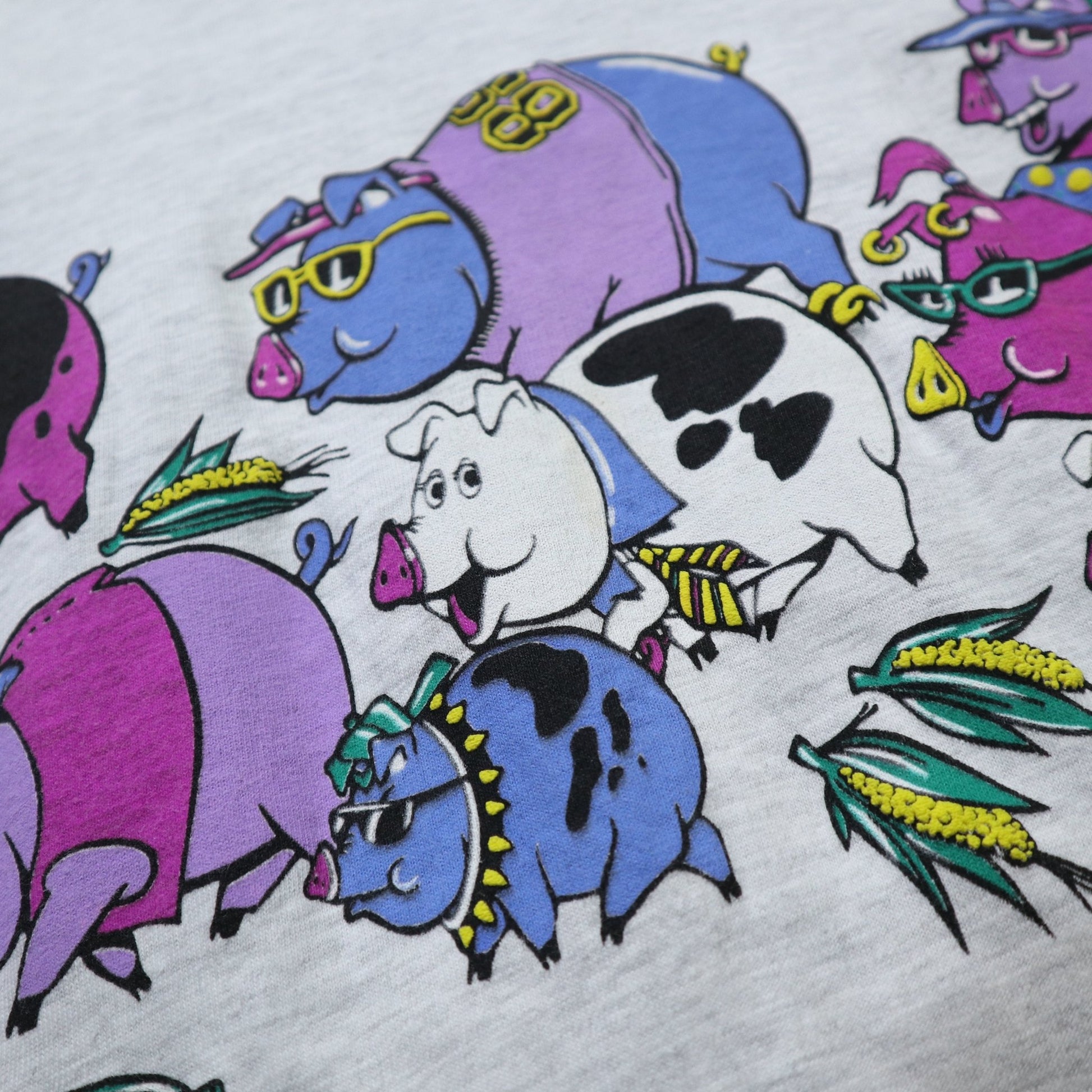 90s Hanes 美國製 密西根州Alpena卡通豬tee*庫存新品 - 富士鳥古著