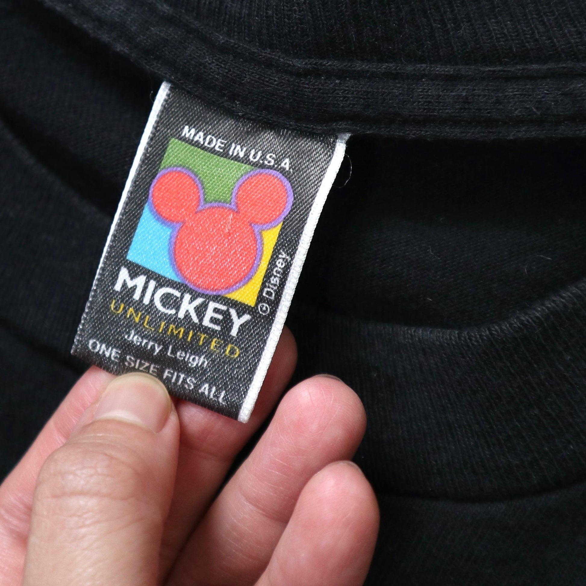 90s 美國製 Hip - Hop Mickey黑色純棉膠印tee - 富士鳥古著