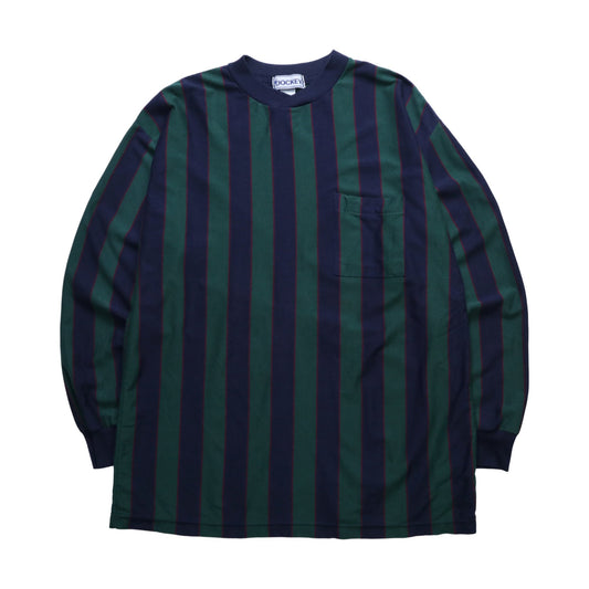 90s Jockey 台灣製 藍綠條紋上衣 長袖上衣 - 富士鳥古著