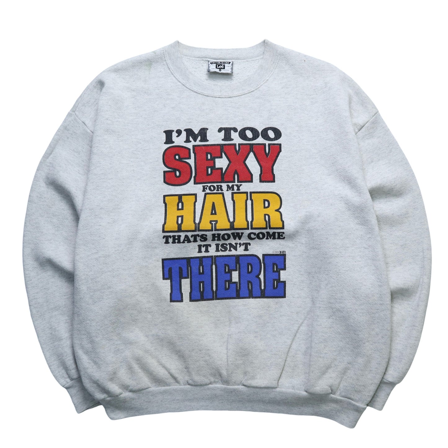 90s LEE 美國製 I’m Sexy for Hair 灰色大學tee - 富士鳥古著