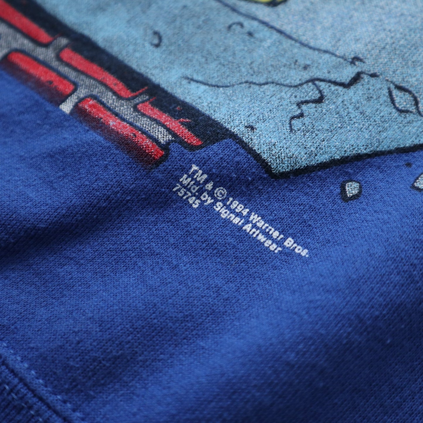 90s 美國製 Looney Tunes Taz 寶藍色聖誕老人衛衣 - 富士鳥古著