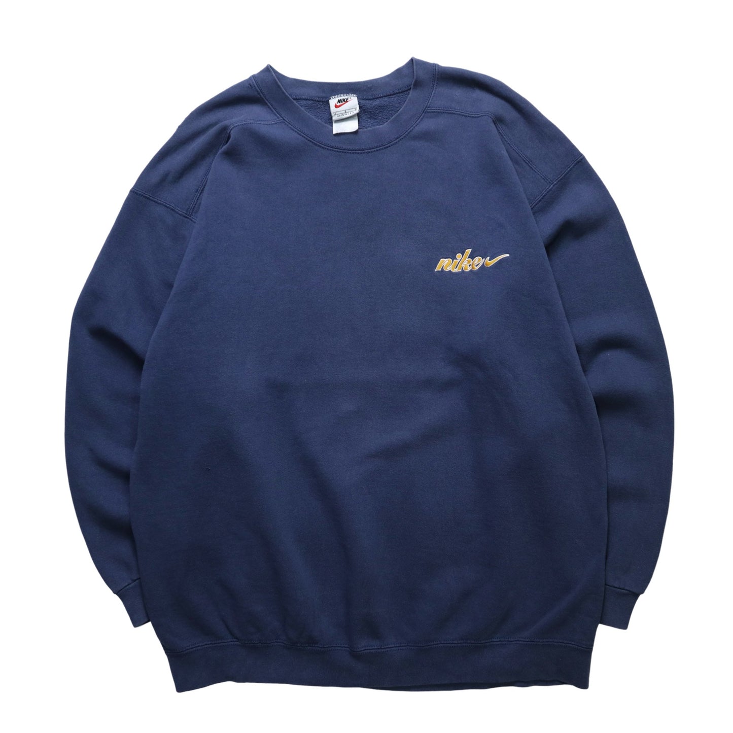 90s NIKE 美國製 藏青色刺繡LOGO圓領衛衣 - 富士鳥古著
