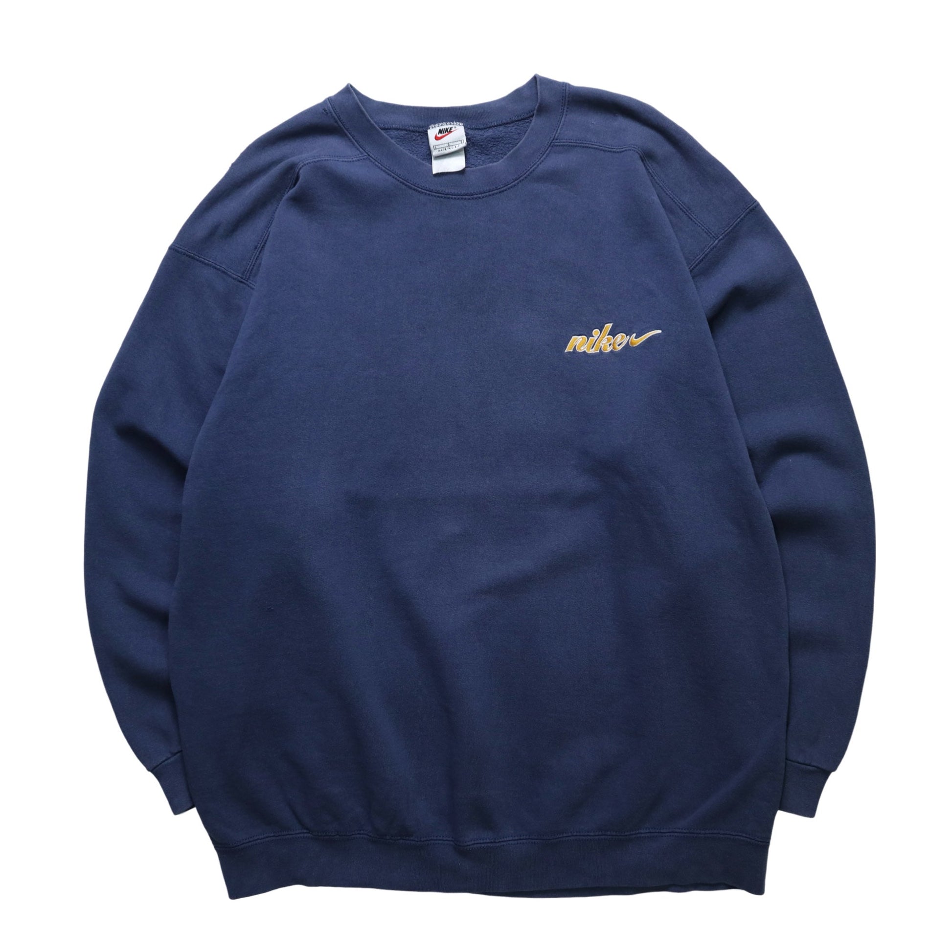 90s NIKE 美國製 藏青色刺繡LOGO圓領衛衣 - 富士鳥古著