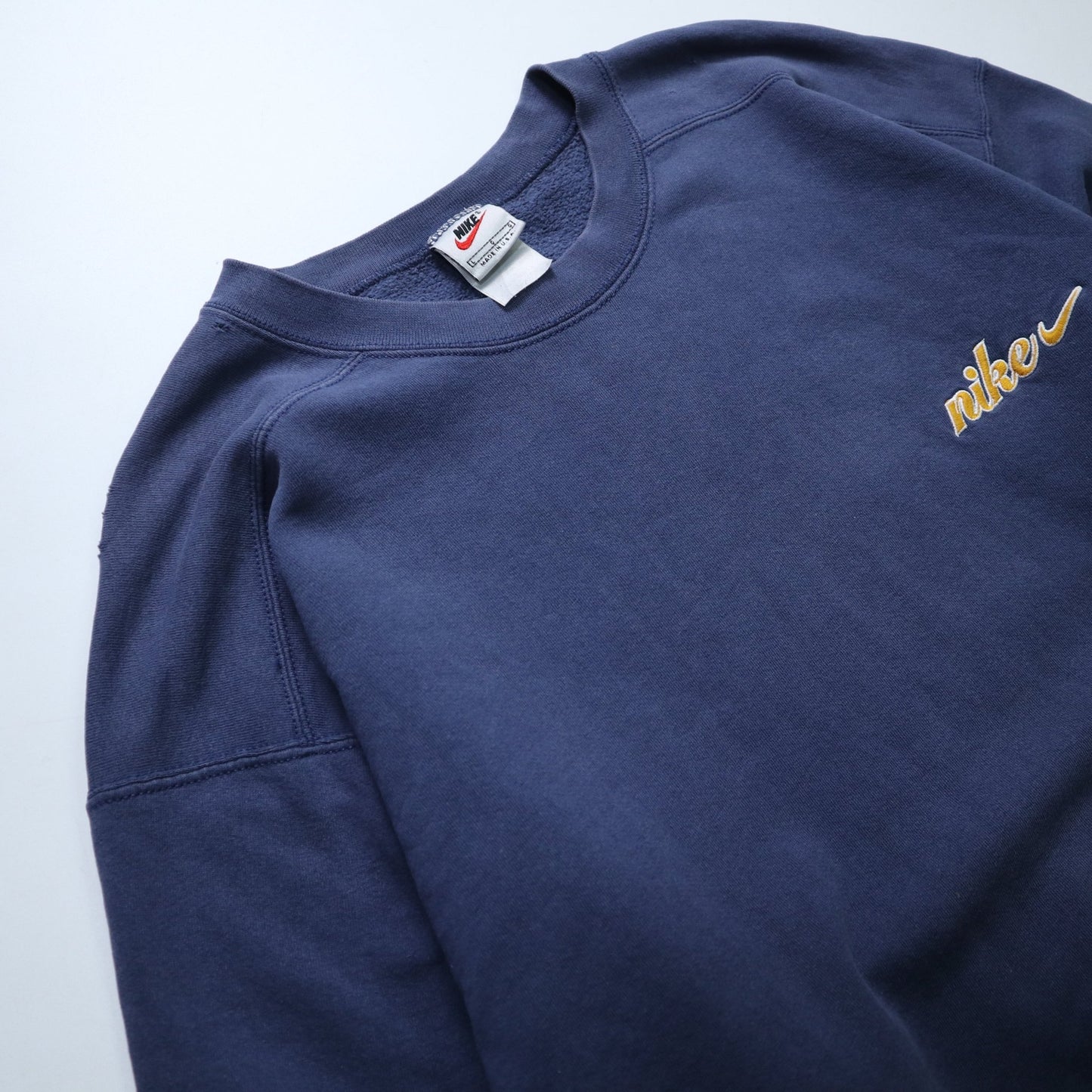 90s NIKE 美國製 藏青色刺繡LOGO圓領衛衣 - 富士鳥古著
