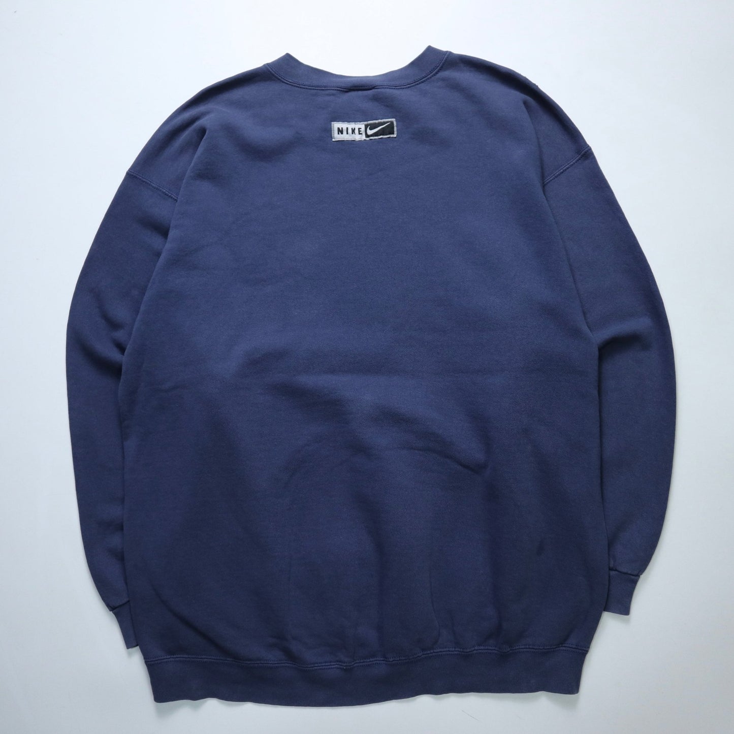 90s NIKE 美國製 藏青色刺繡LOGO圓領衛衣 - 富士鳥古著