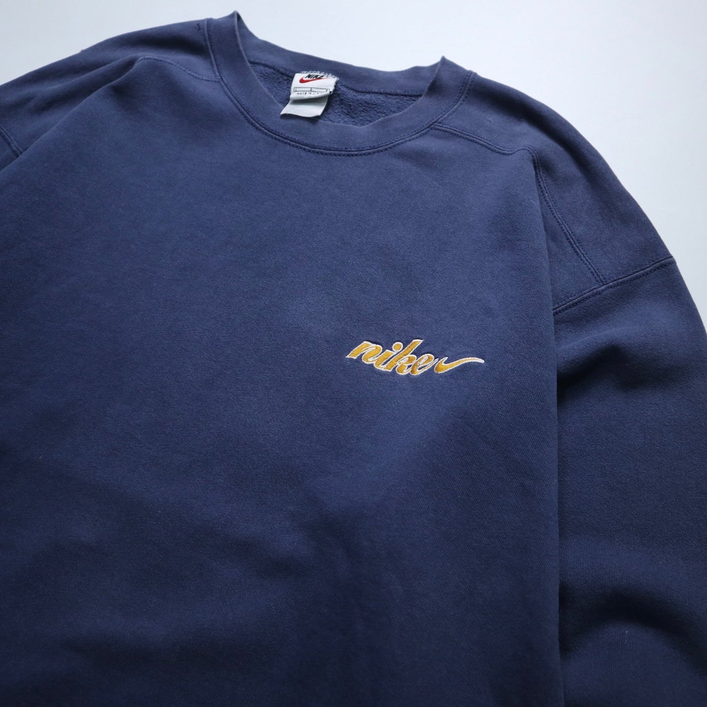 90s NIKE 美國製 藏青色刺繡LOGO圓領衛衣 - 富士鳥古著