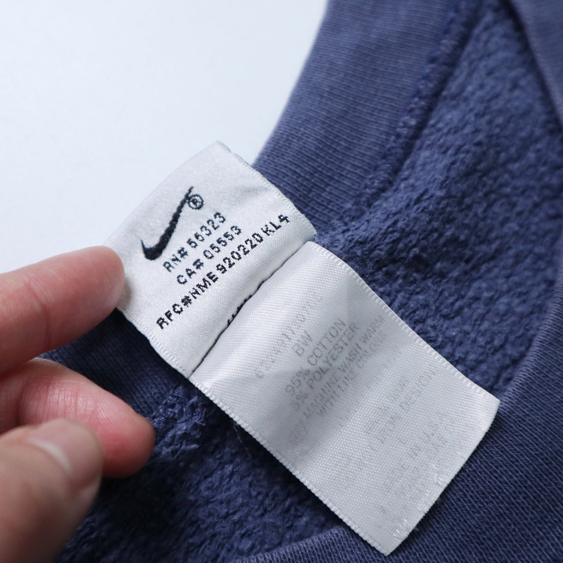 90s NIKE 美國製 藏青色刺繡LOGO圓領衛衣 - 富士鳥古著