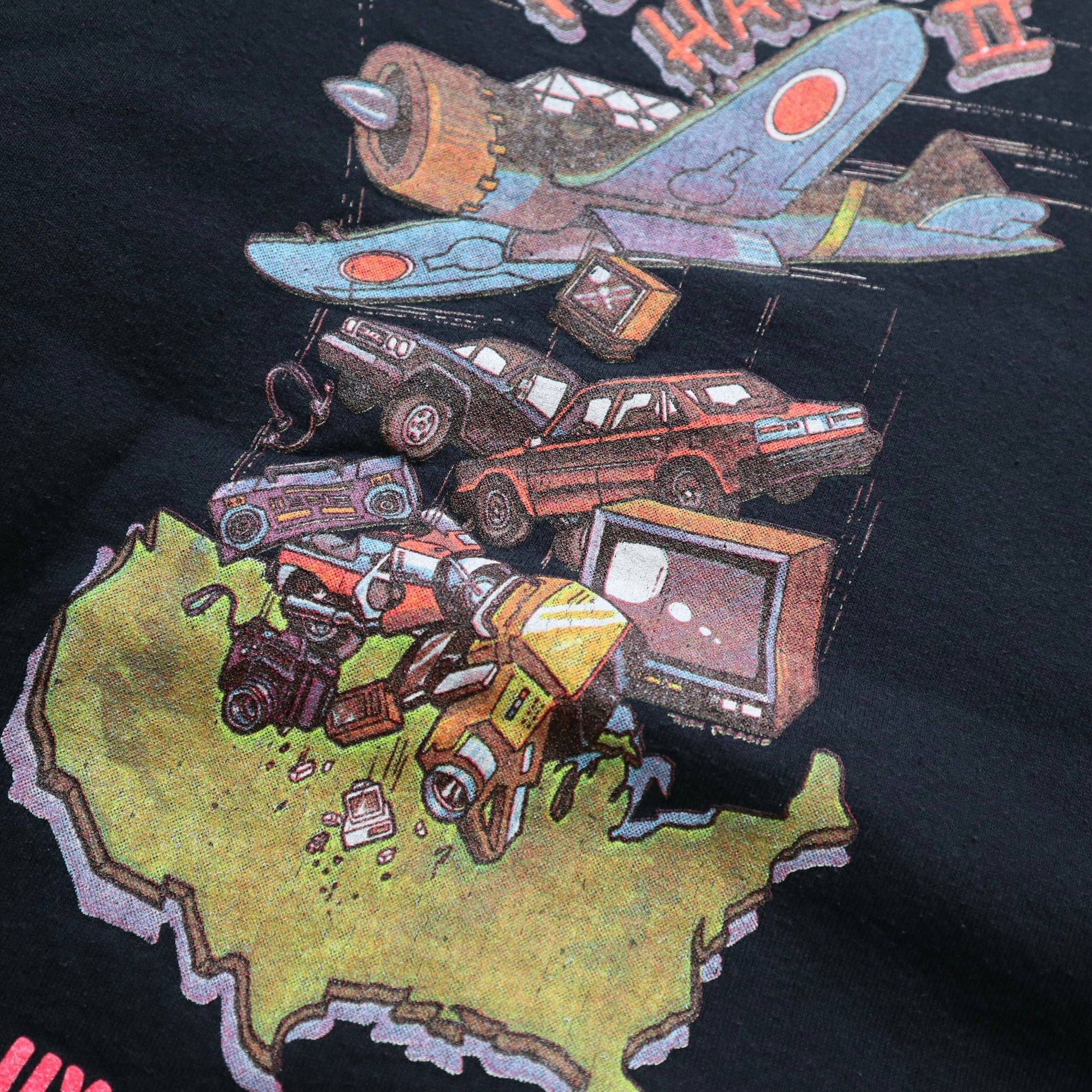 90s Pearl Harbor II 幽默標語 黑色圓領衛衣 - 富士鳥古著