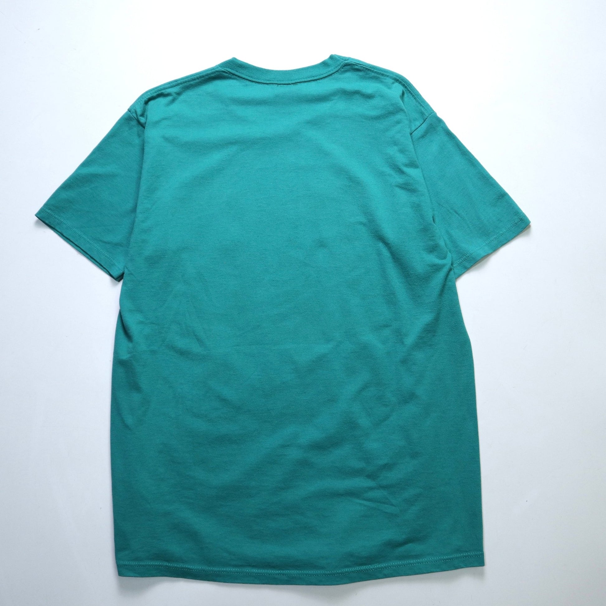 90s 美國製 樂ㄧ通 露營主題湖水綠膠印tee - 富士鳥古著