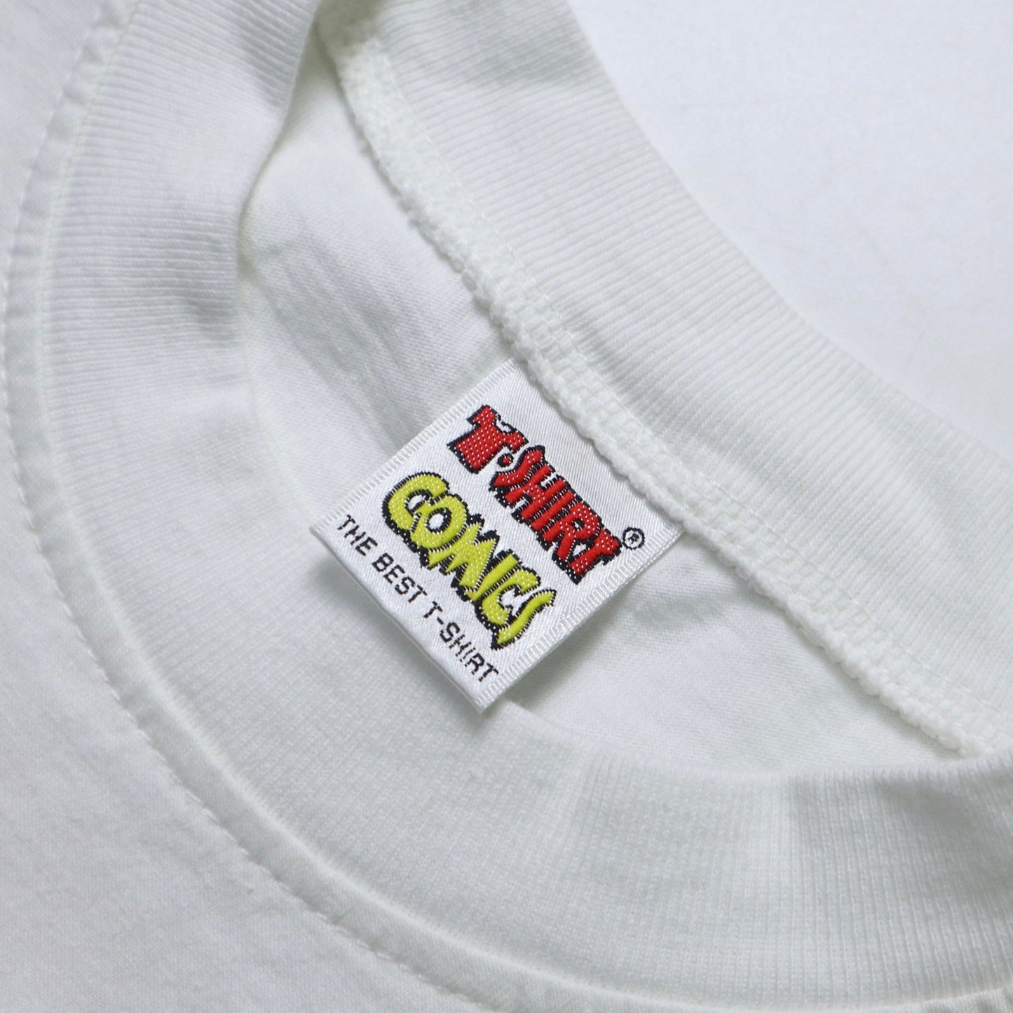 90s 摩登原始人 白色純棉tee Single Stitch - 富士鳥古著
