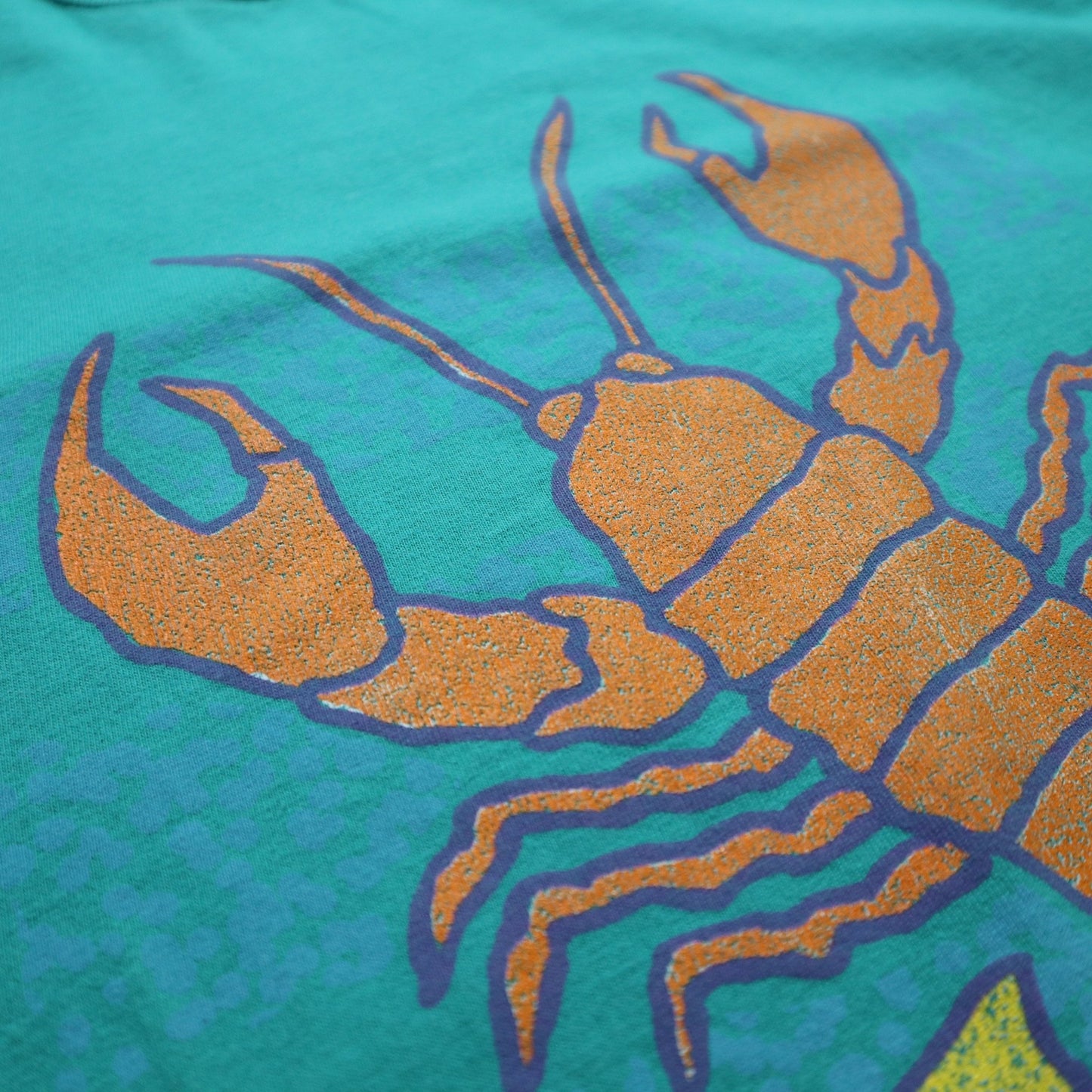 90s 薄荷綠龍蝦膠印tee / Single Stitch - 富士鳥古著