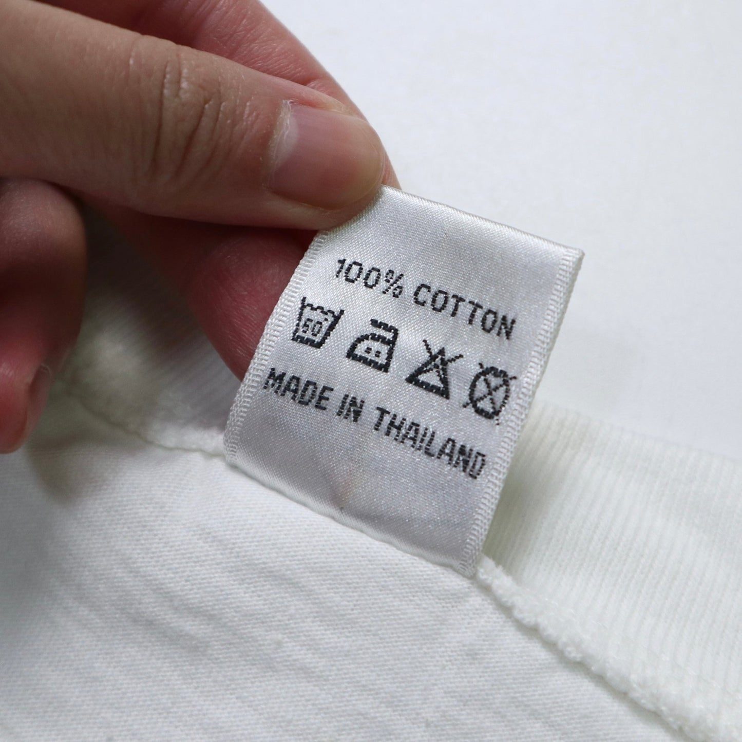 90s 摩登原始人 白色純棉tee Single Stitch - 富士鳥古著