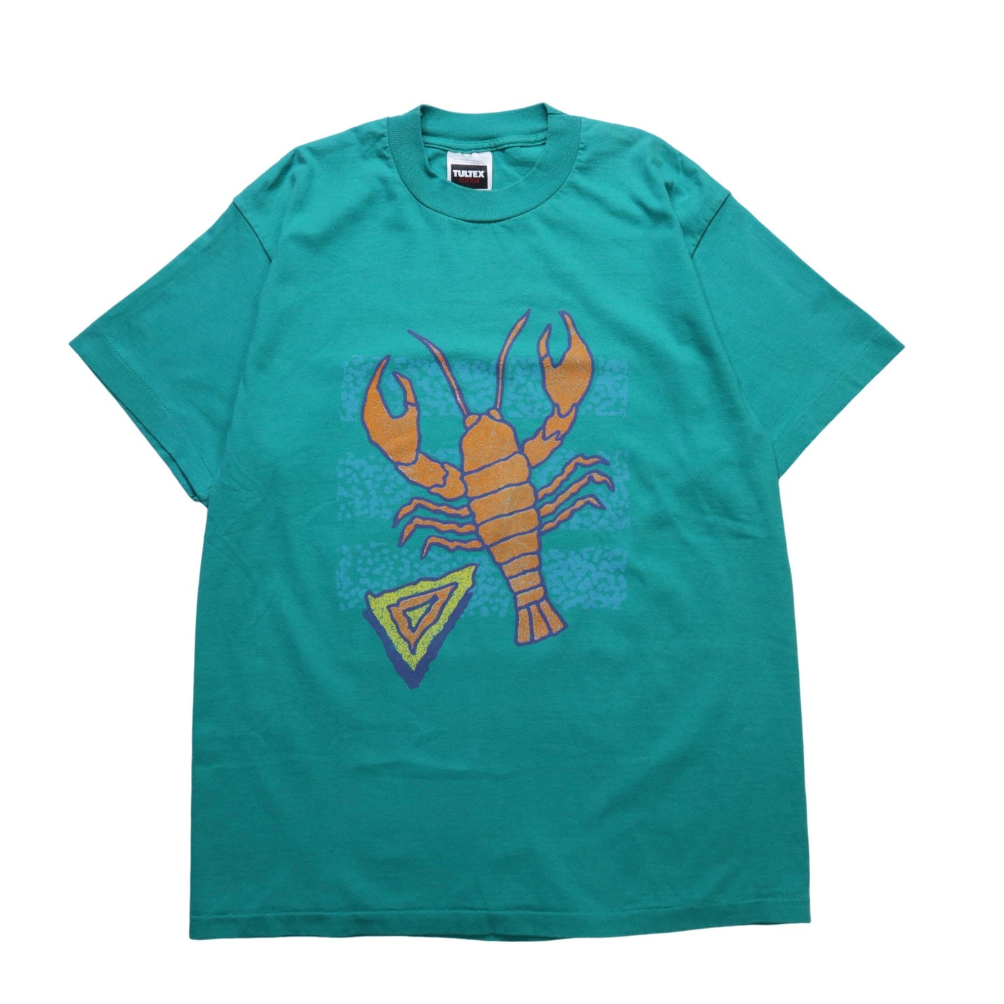 90s 薄荷綠龍蝦膠印tee / Single Stitch - 富士鳥古著