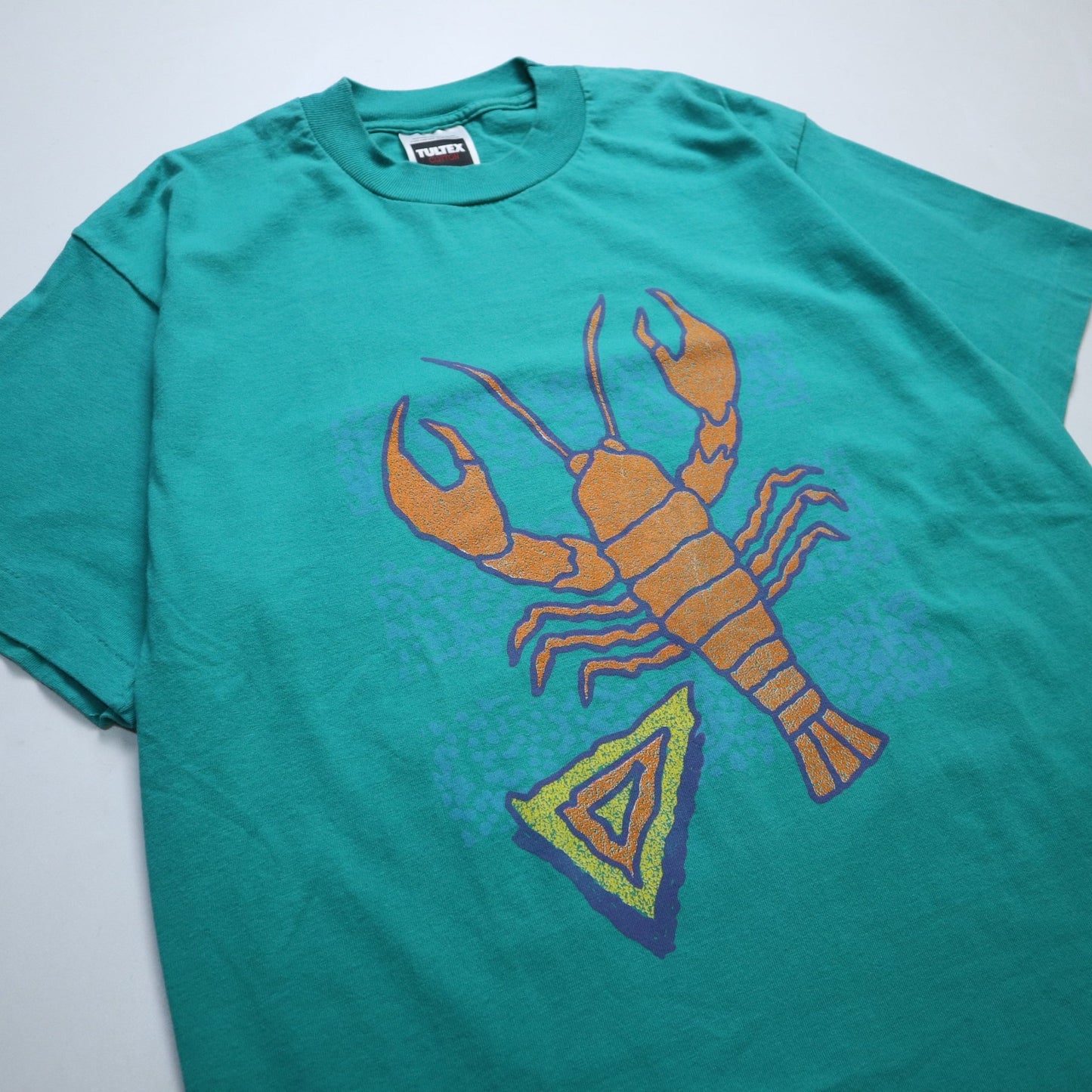 90s 薄荷綠龍蝦膠印tee / Single Stitch - 富士鳥古著