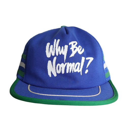 90s 美國製 Why Be Normal? 藍色卡車司機網帽 - 富士鳥古著