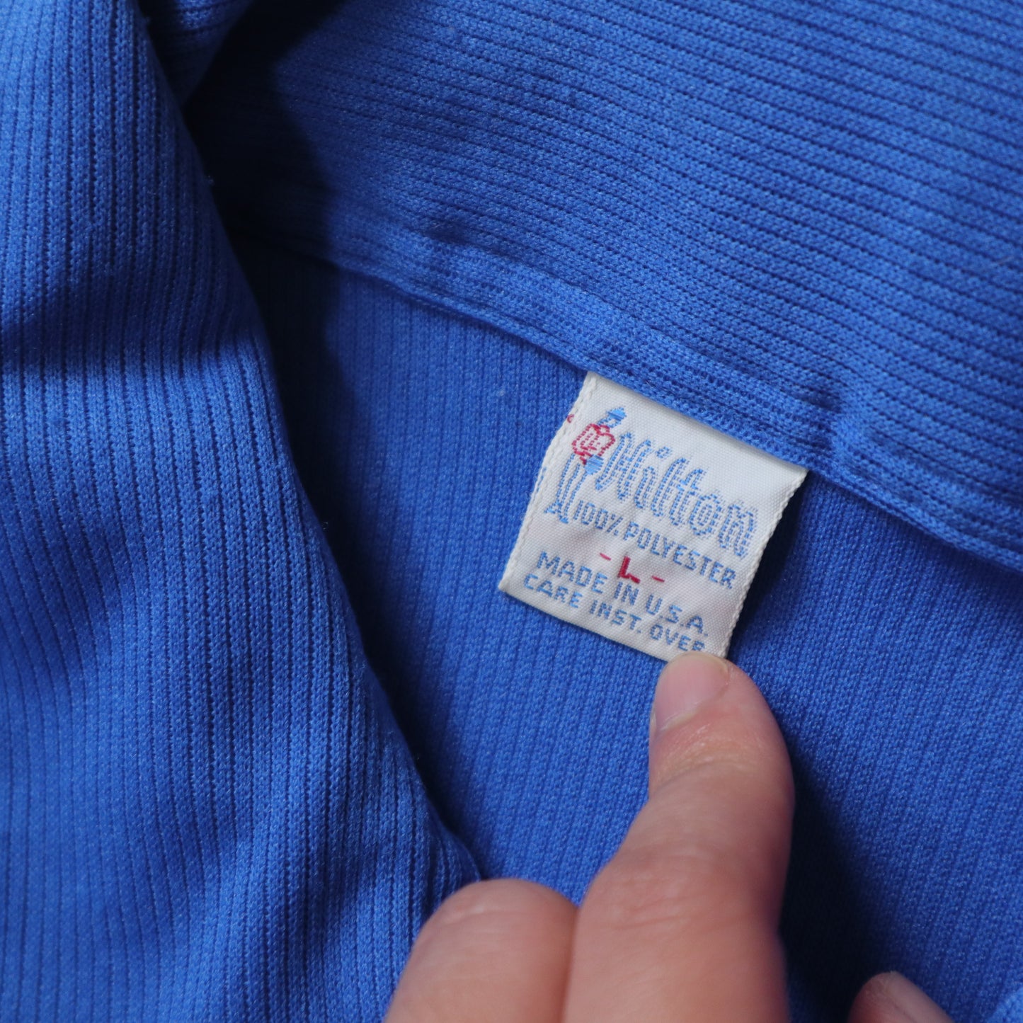 1970年代 アメリカ製 ヒルトン ロイヤルブルー ジップアップ ボウリングシャツ