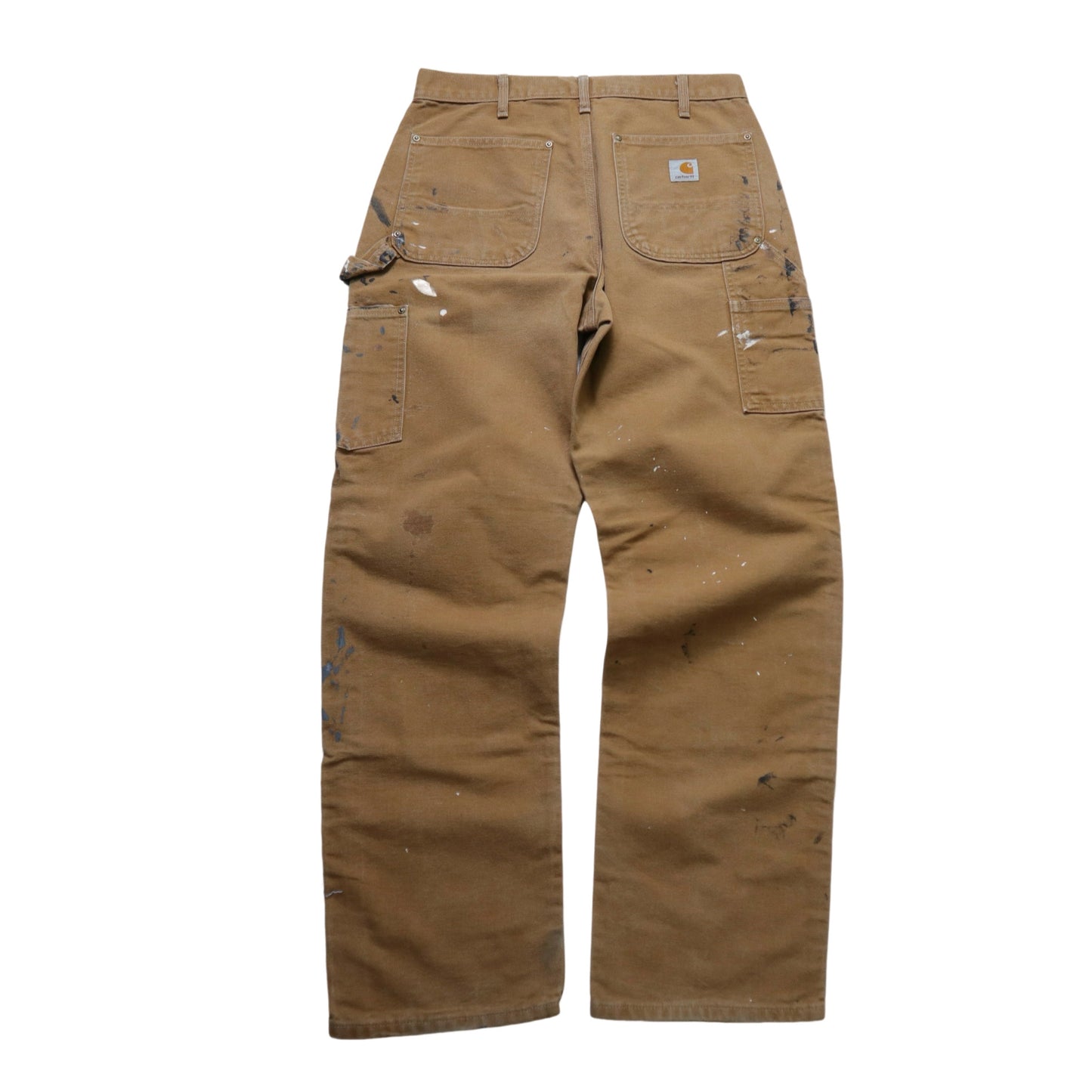 (31W) American-made Carhartt double knee brown paint-splashed work pants