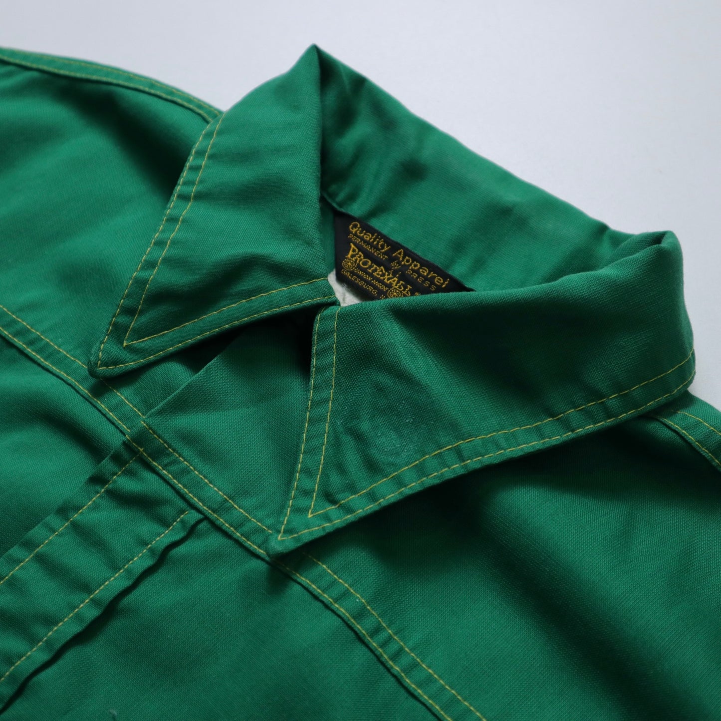1970s 綠色鎖鍊繡箭領工作襯衫 Union made