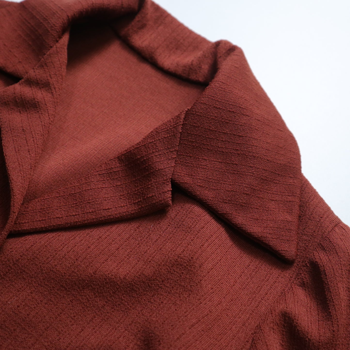 1970s brick red plain cardigan arrow collar shirt