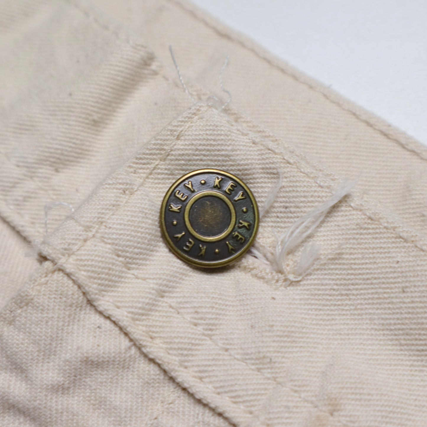 (36W) 80's Key American-made off-white work pants Talon zipper