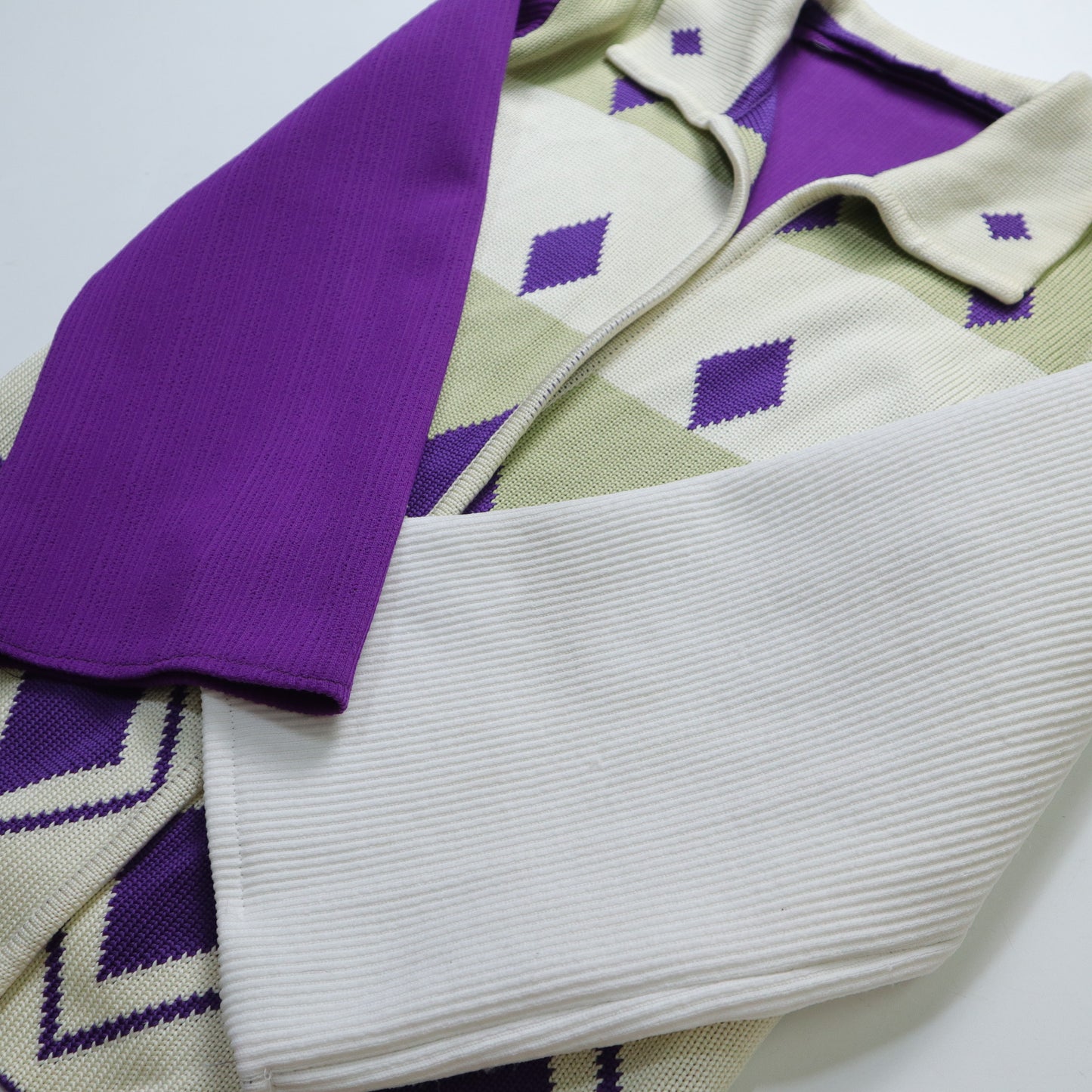 70-80s purple geometric totem knitted blouse