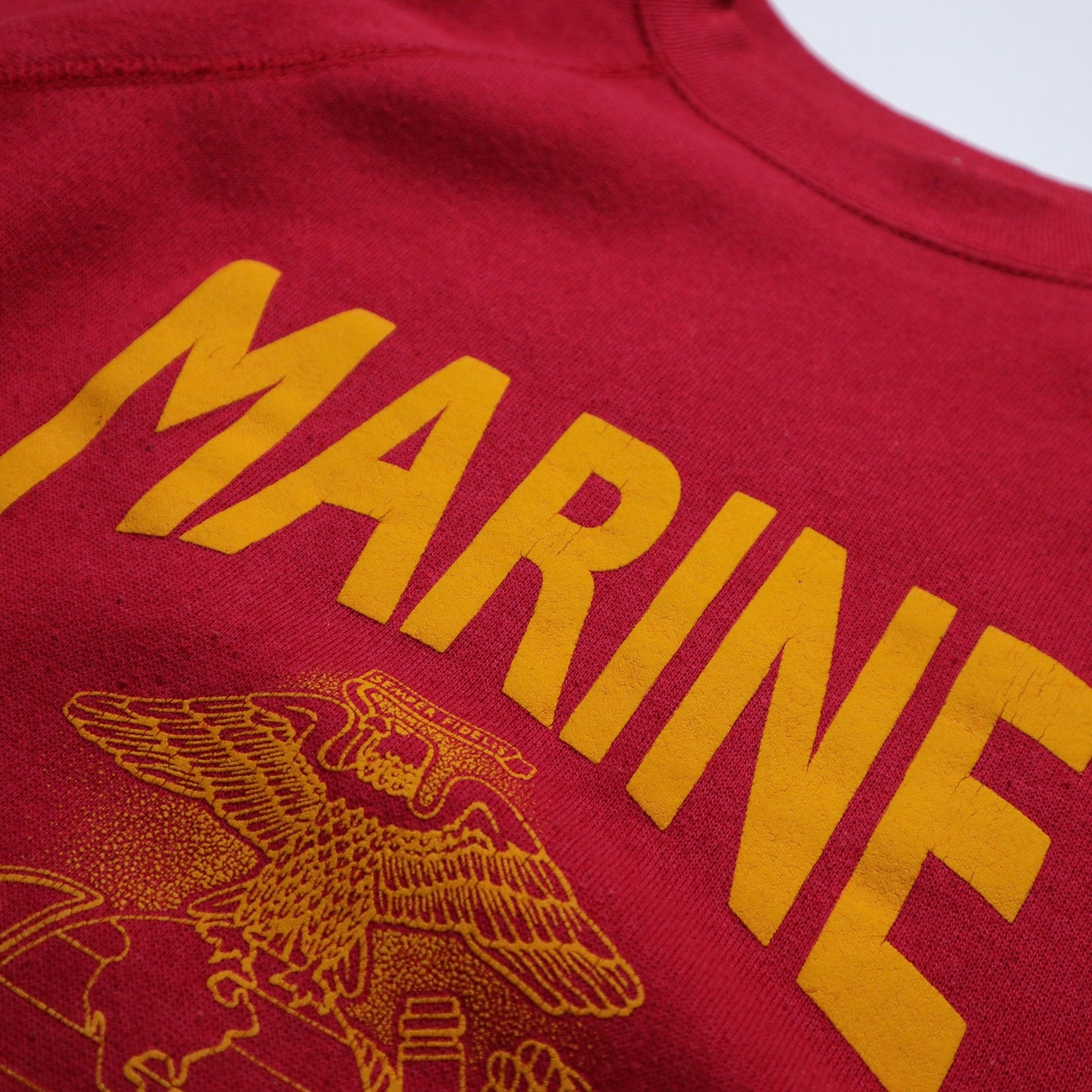 1989 Marine Dad レッド オフセット スウェットシャツ カレッジ T シャツ
