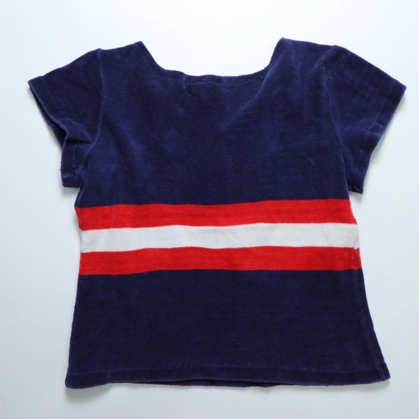 1970s JCPENNEY 藍紅拚色毛巾布上衣 terry cloth