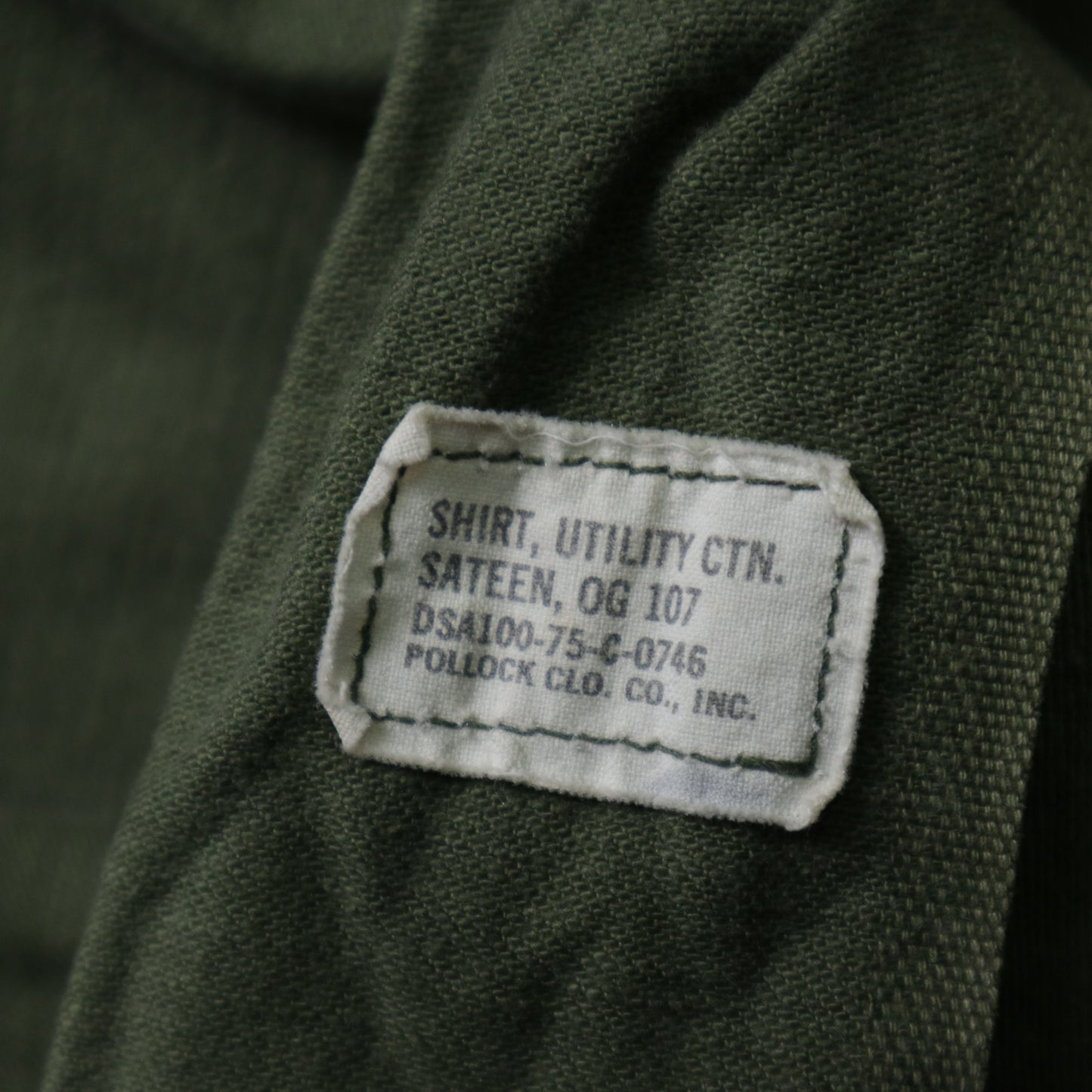 70s US ARMY OG107 Utility Shirt U.S. Army Public Hair Army Shirt