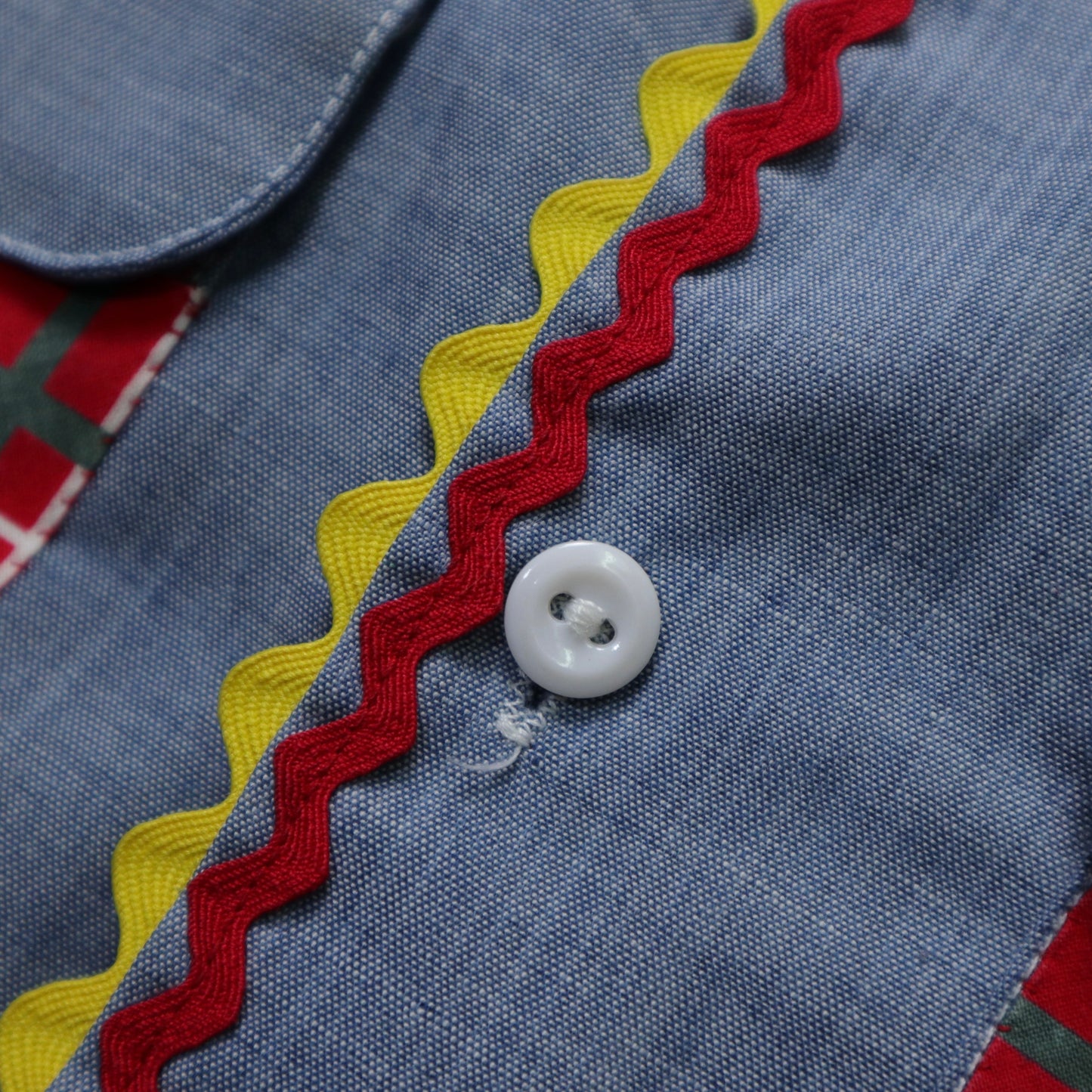 1970s Big Mac chambray double pocket floral patchwork shirt
