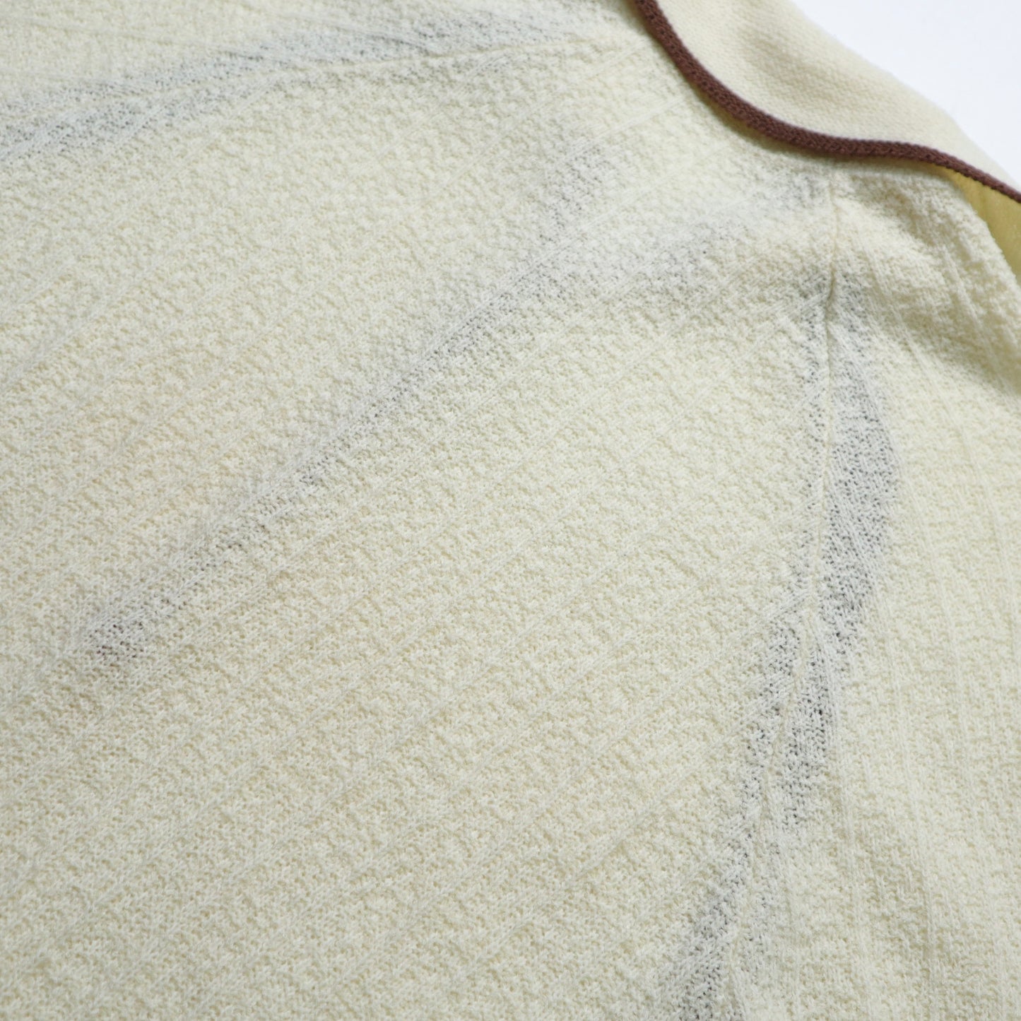 1970s 奶油白針織半拉鍊休閒polo衫