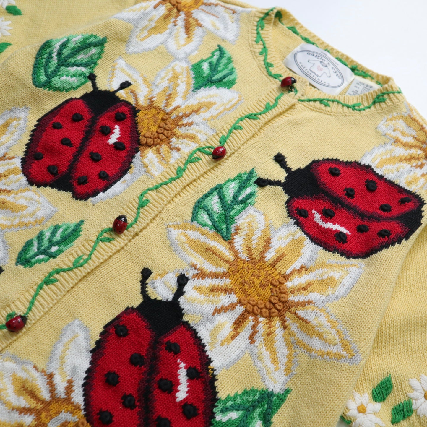90s eagle's eye three-dimensional ladybug knitted top