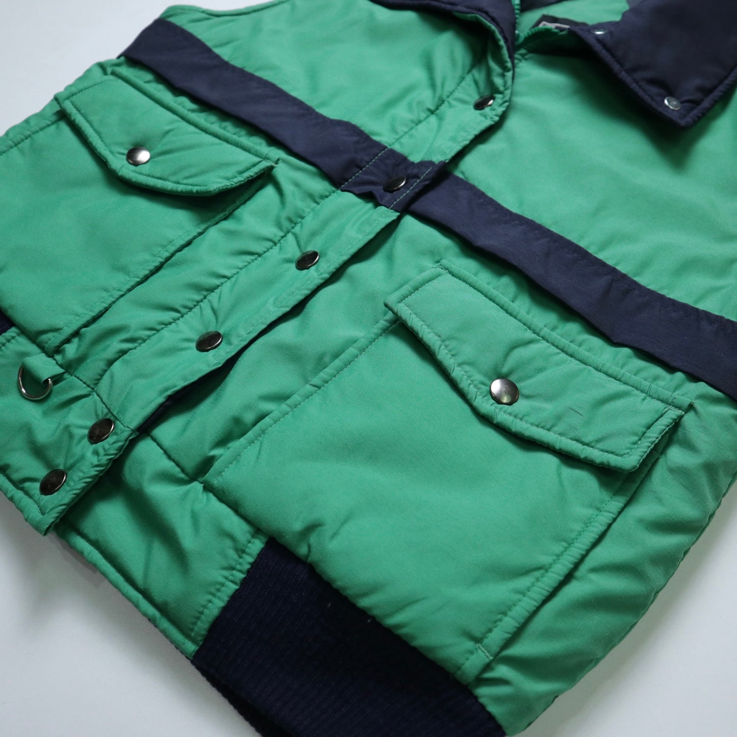 1980年代 SEARS Puffer Vest 青と緑の配色サーマルベスト