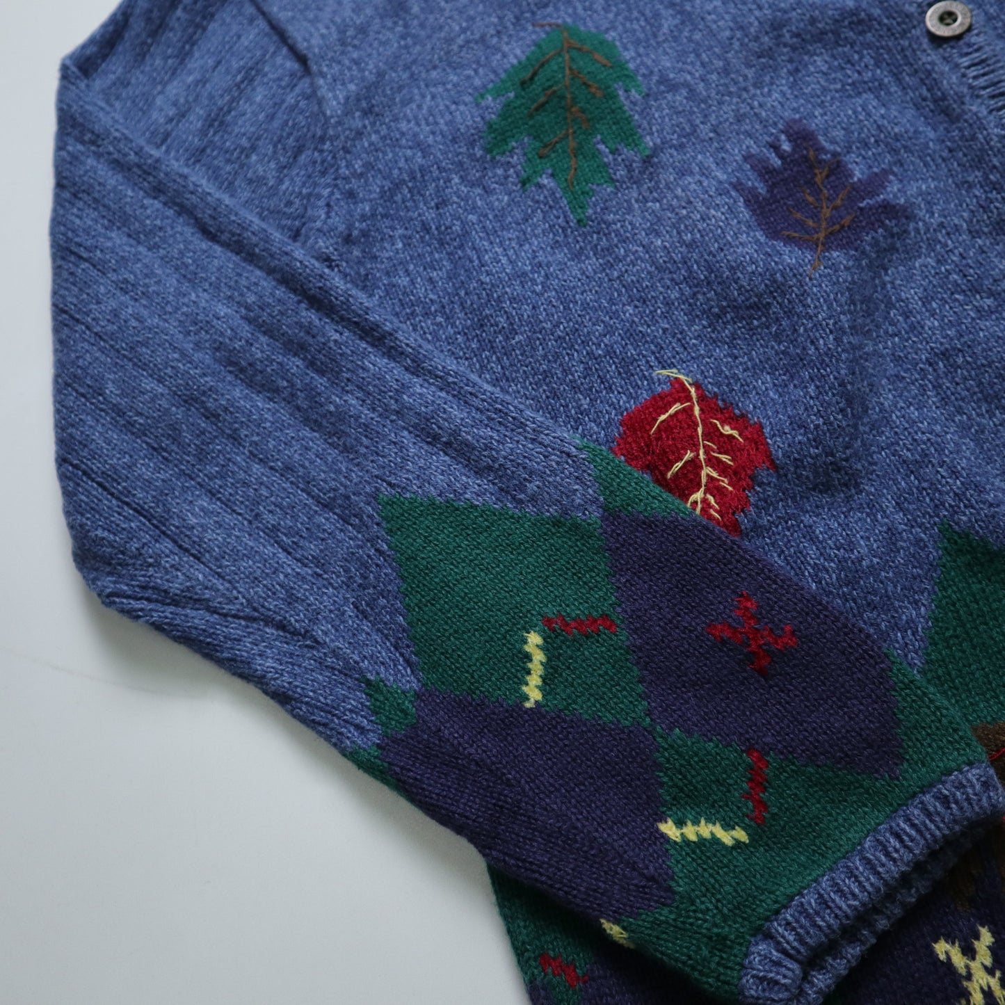 90s Jantzen fallen leaf totem knitted jacket hand embroidered