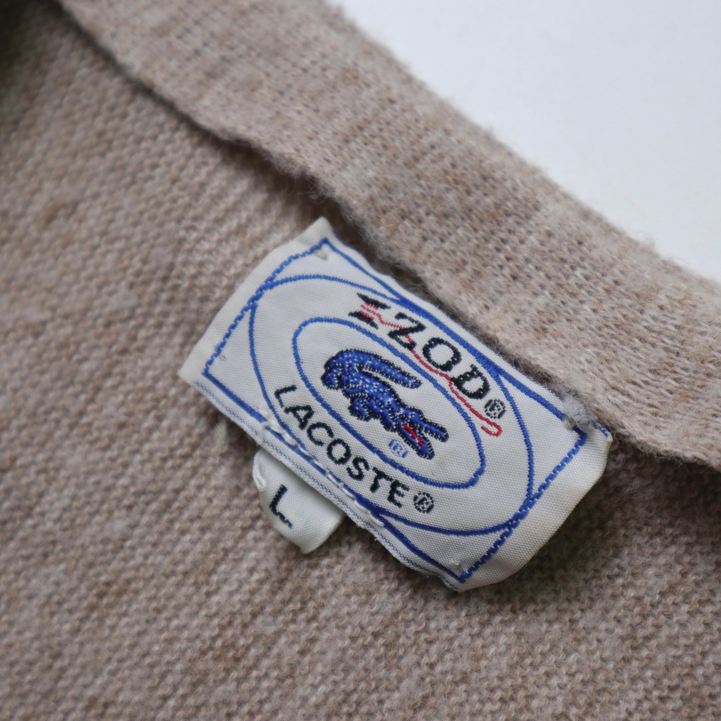 1980s Lacoste IZOD 美國製 奶茶色開襟針織衫