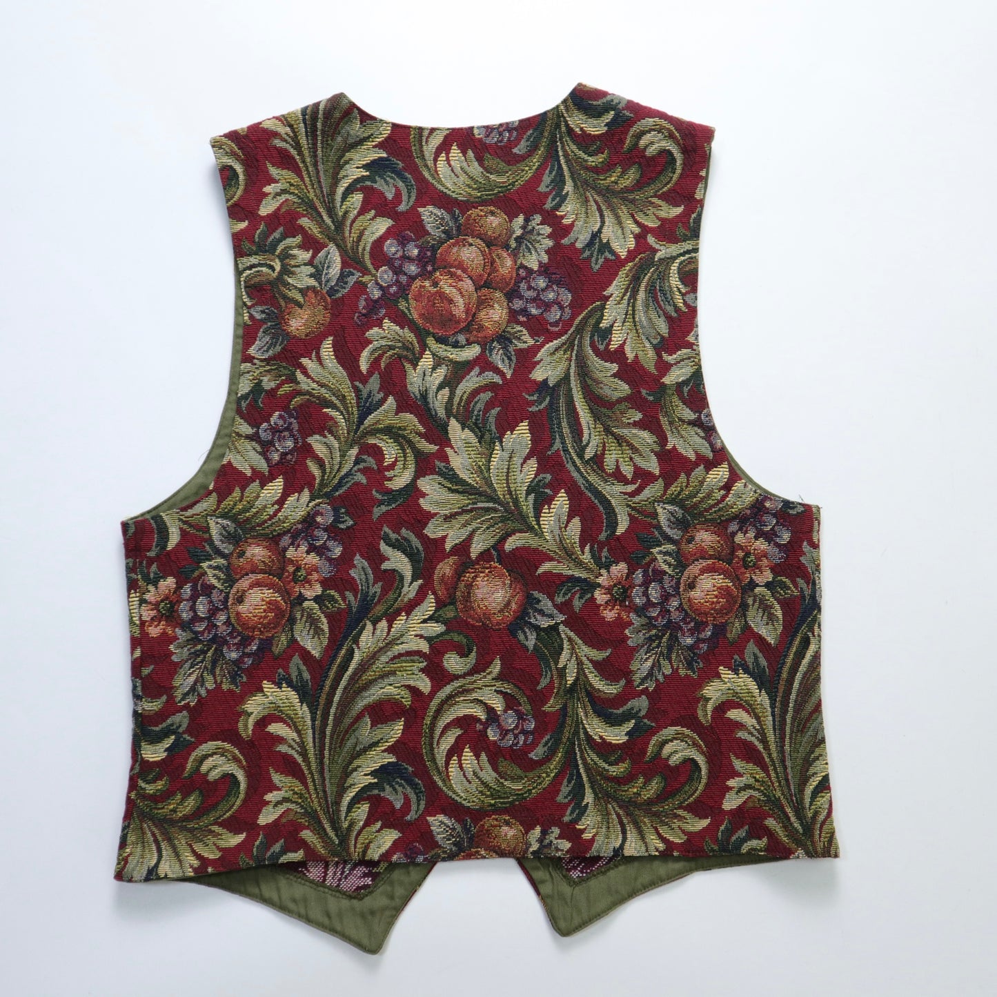 90s ORVIS Made in the USA fruit printed embroidered tapestry vest