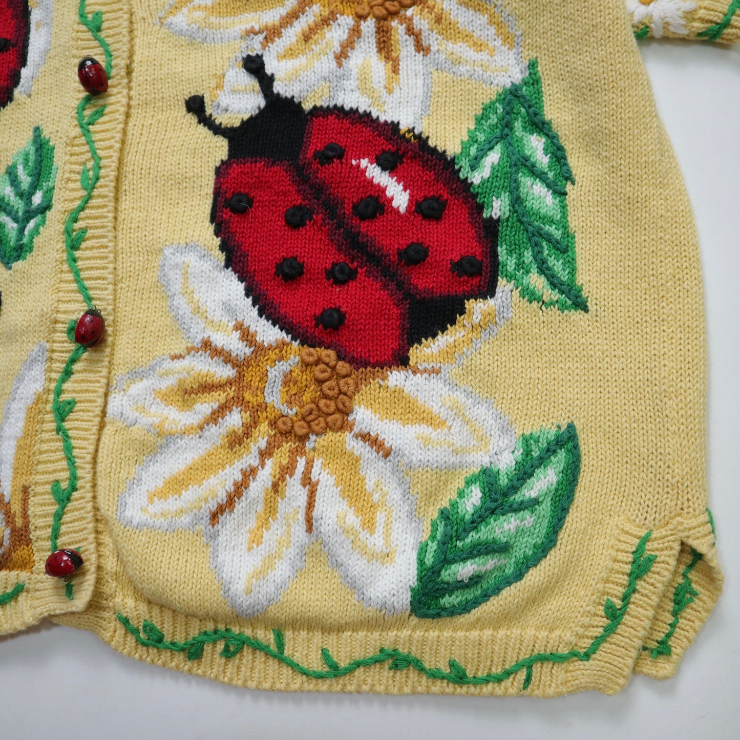 90s eagle's eye three-dimensional ladybug knitted top