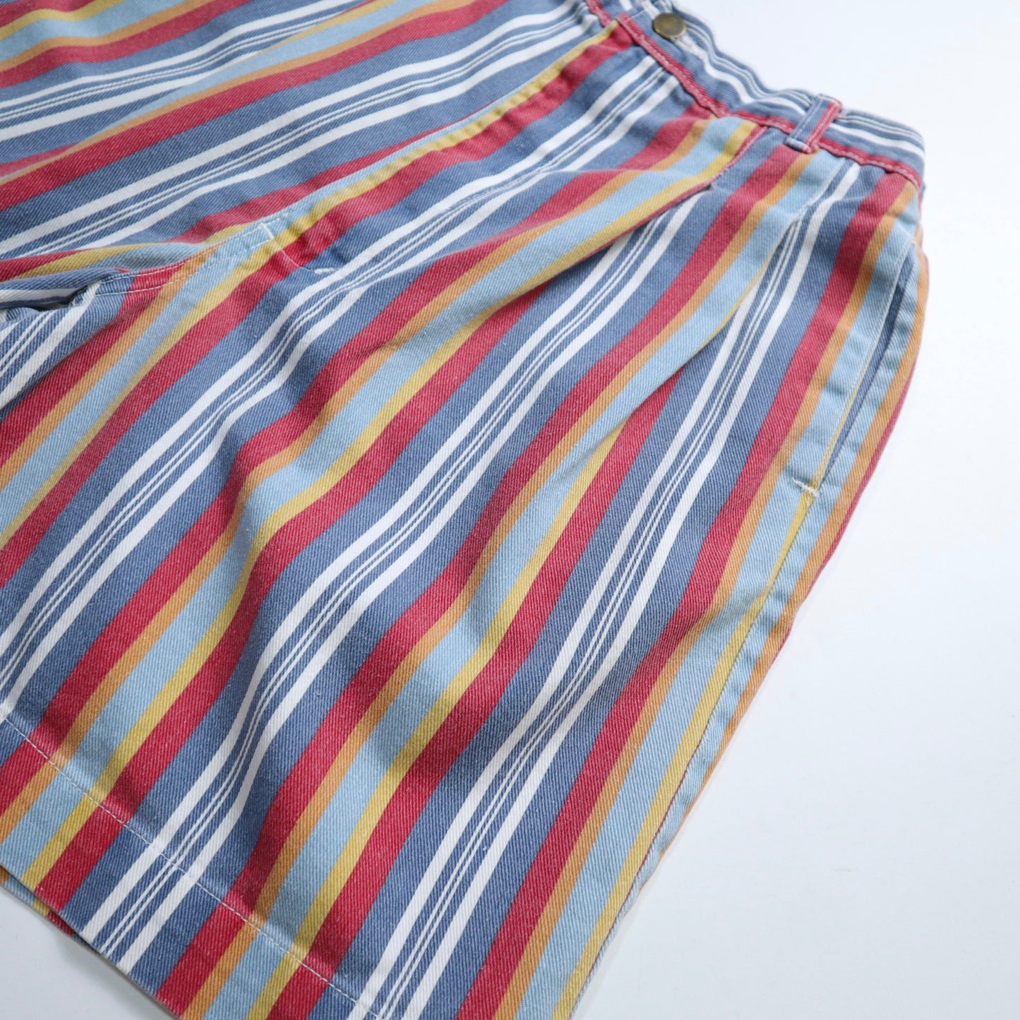 （25W)80s 美國製 彩色條紋斜紋純棉短褲 talon42拉鍊