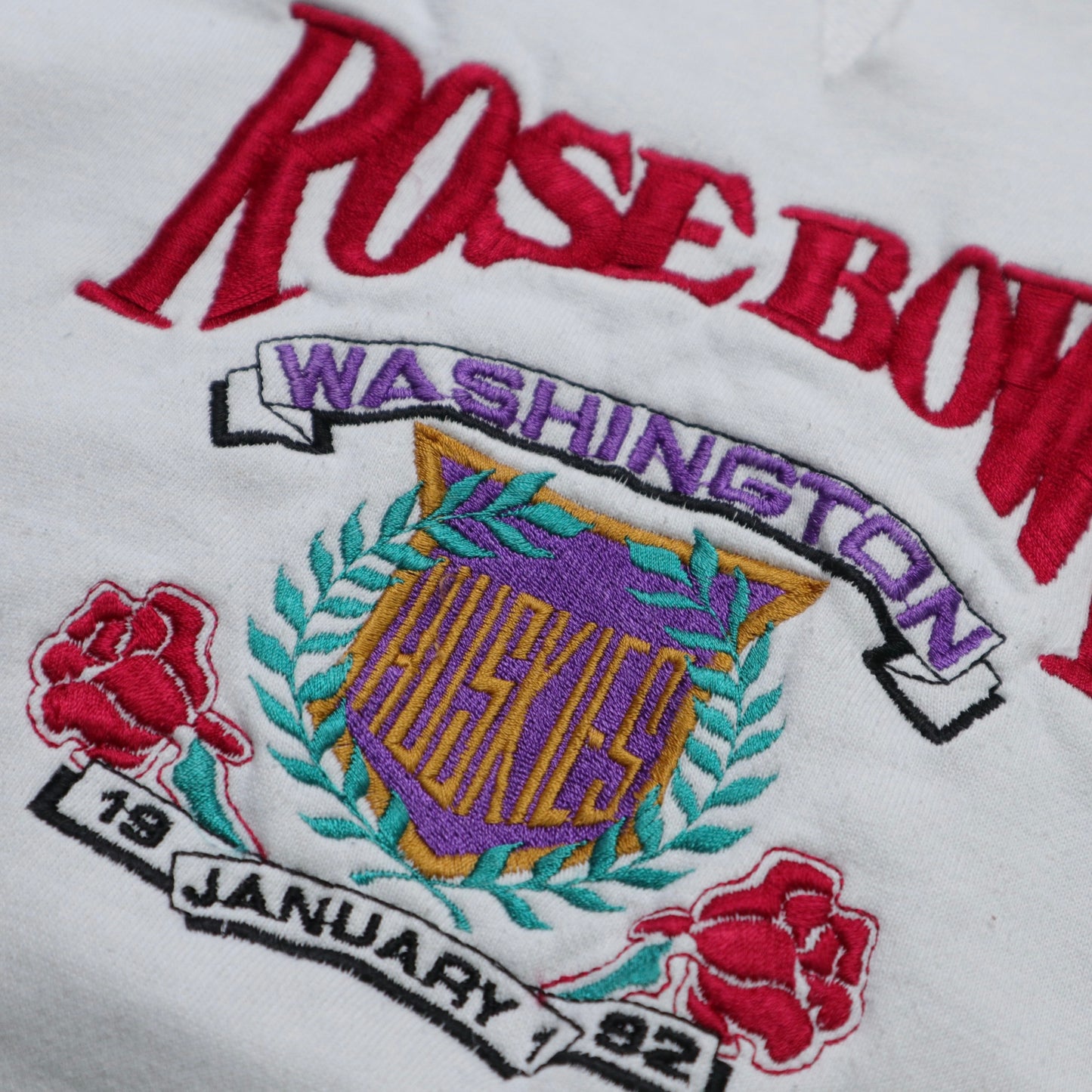 90s ROSE BOWL 刺繍トーテム破壊スウェットシャツ カレッジ Tシャツ