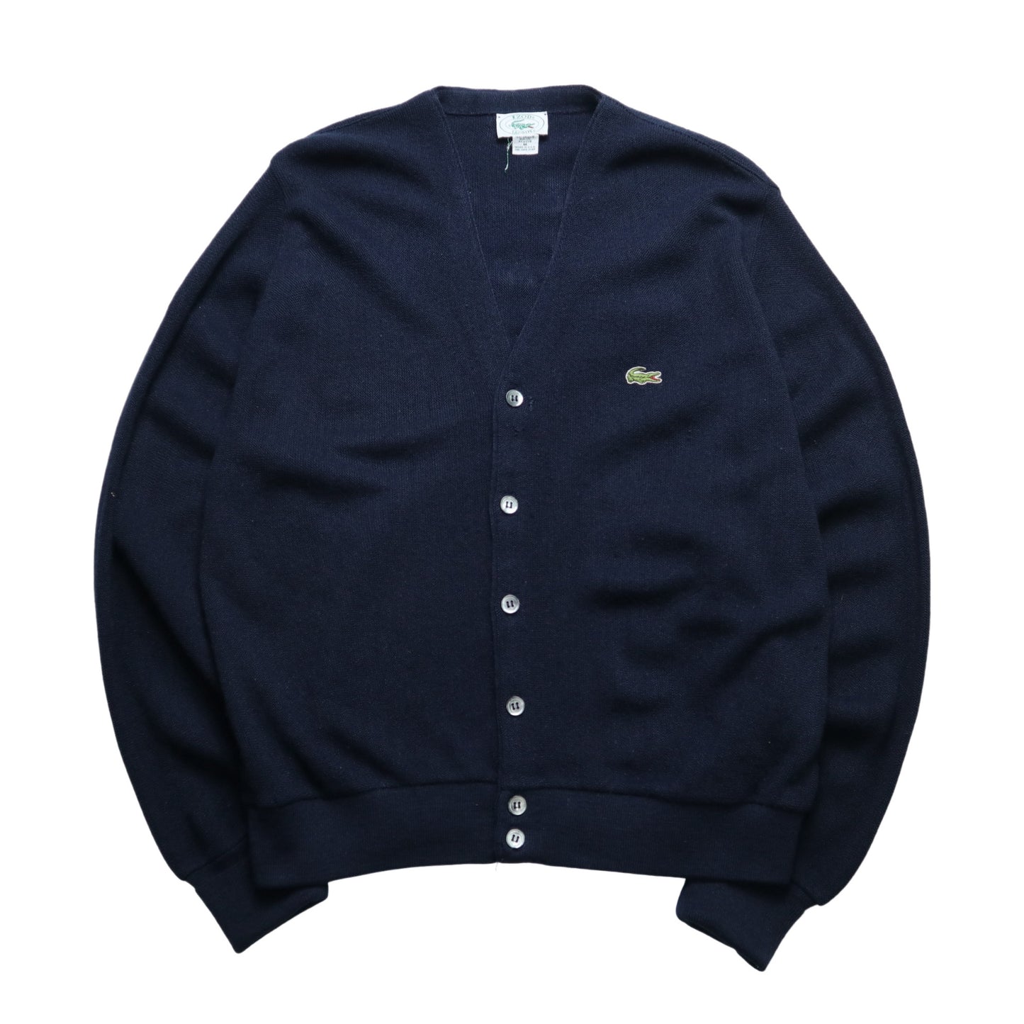 1980s Lacoste IZOD American-made blue and black cardigan sweater