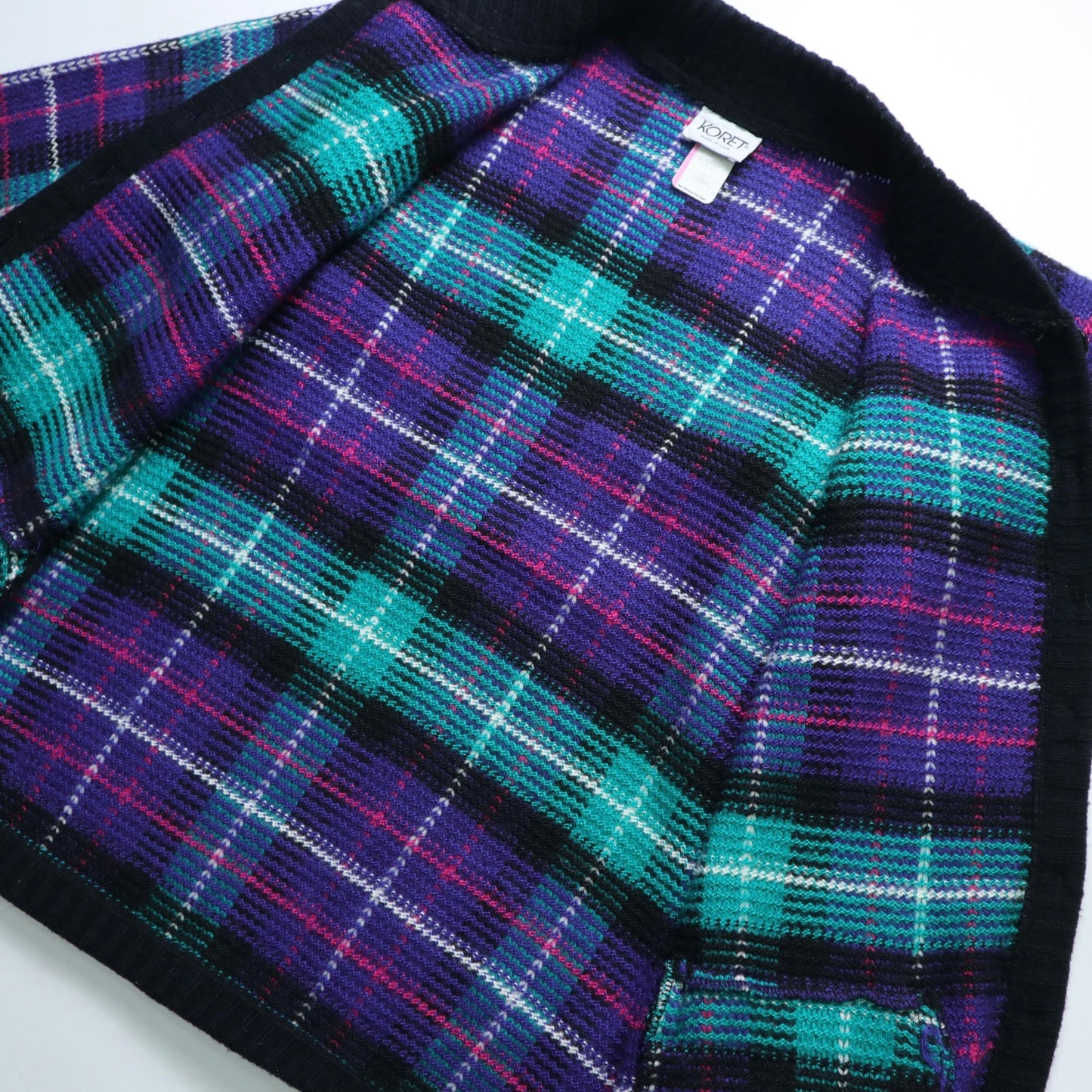 90年代アメリカ製青と紫のチェック柄ニットジャケット