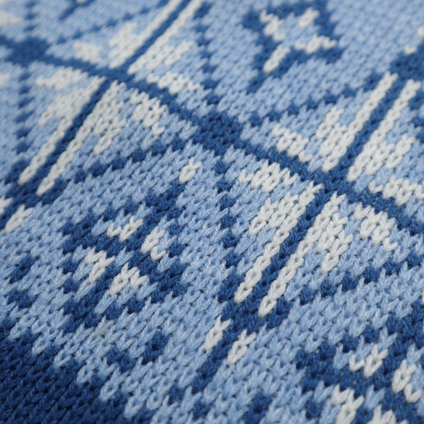 1980s Blue Snowflake Knit Talon Zip Pullover