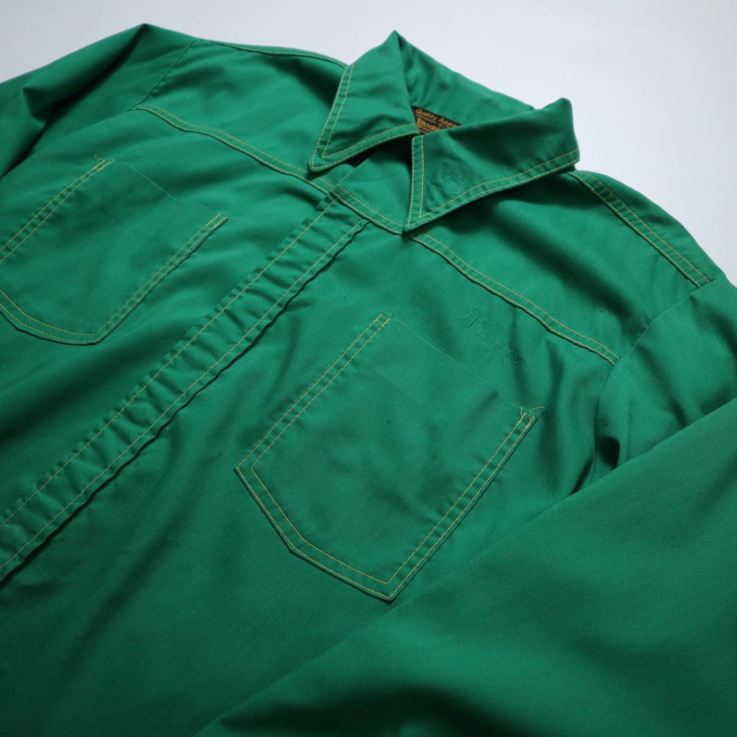 1970s green chain embroidered arrow collar work shirt Union made