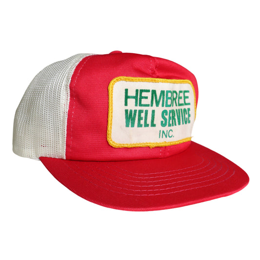 80-90s Hembree well service 紅色布章網帽 卡車司機帽