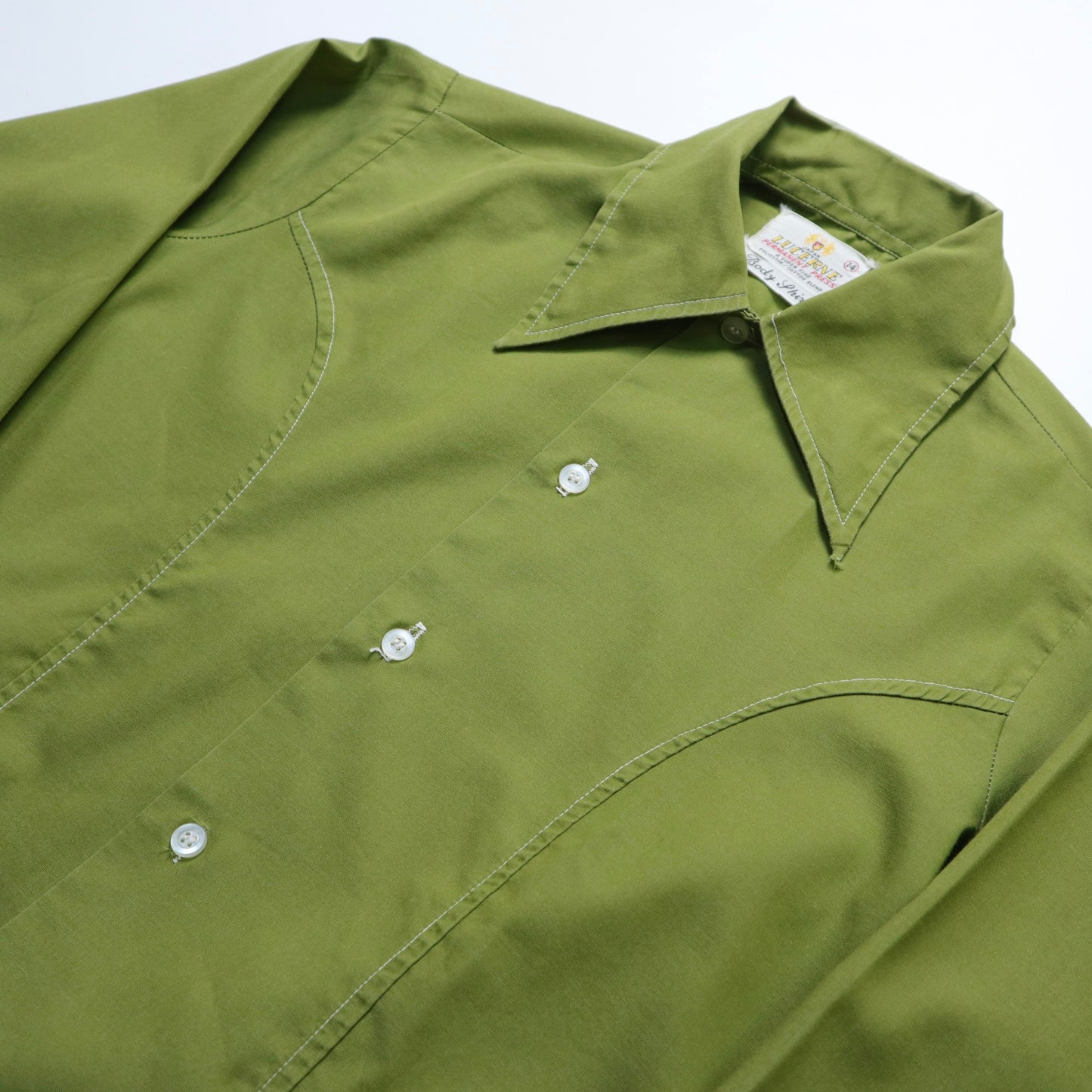 1970s Lucerne lawn green arrow collar girls' shirt