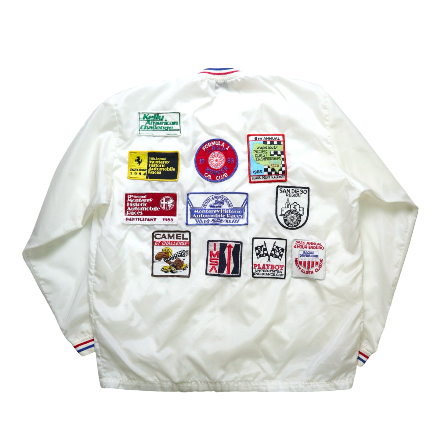 80s 美國製 白色賽車布章防風外套 Talon拉鍊