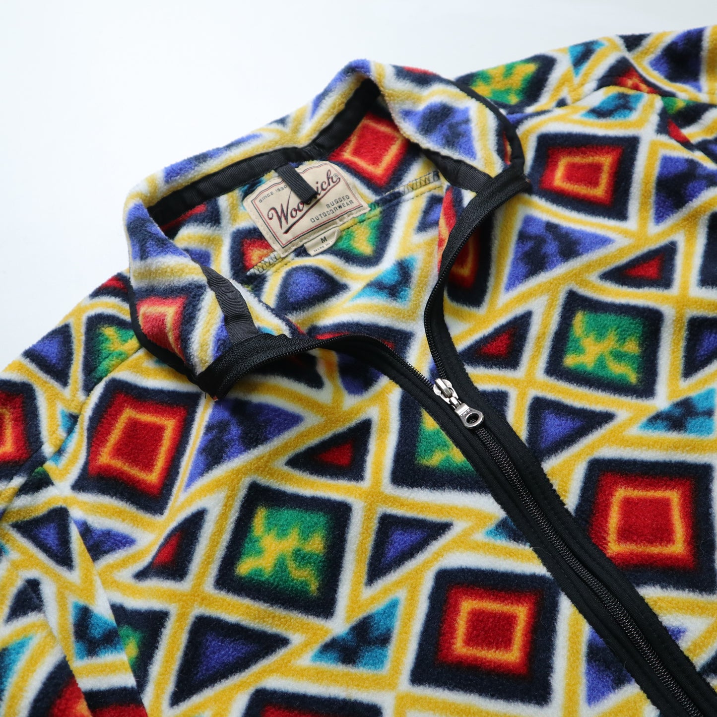 90's Woolrich American-made colorful diamond totem fleece jacket