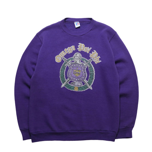80s Russell American-made Omega Psi Phi fraternity purple campus sports sweatshirt
