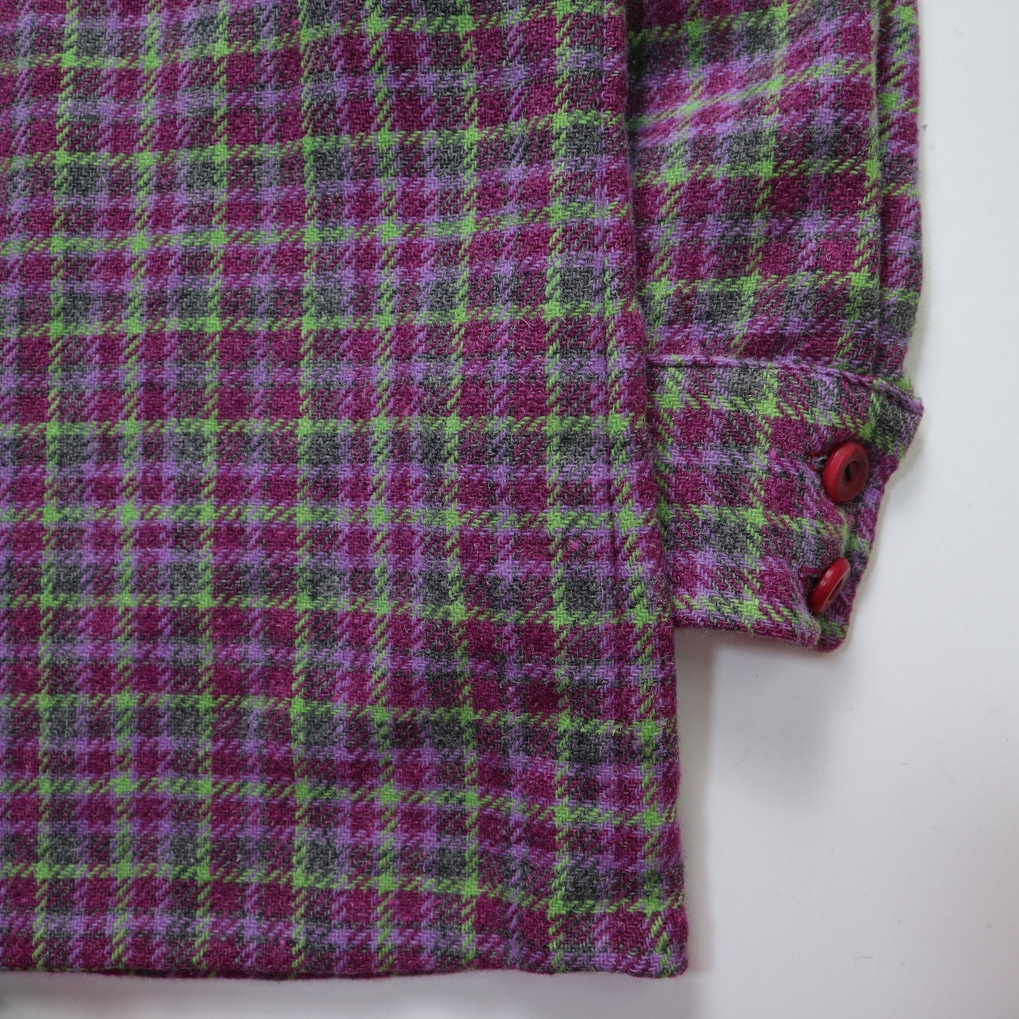 1970s purple plaid wool cardigan shirt