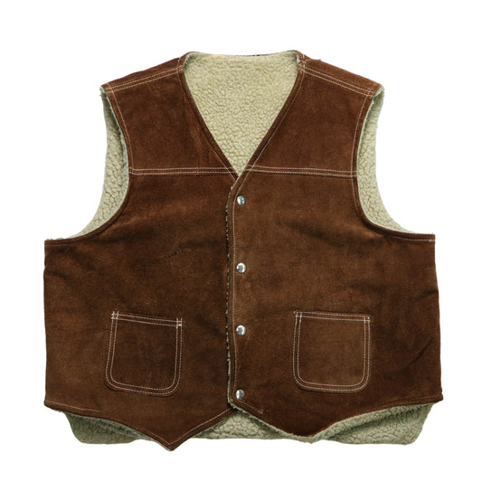 1970s dark brown suede lamb vest
